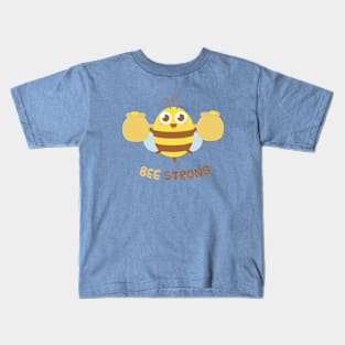 Cute Bee With Honey Bee Strong Motivational Pun Kids T-Shirt